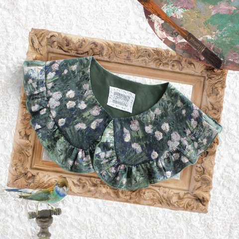 【4/21 20時再販】付け襟／ゴッホ「ばら」 Gogh-Roses roundcollar