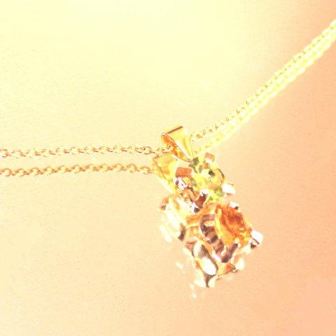 k18gp - golden - Grossular Garnet & Citrine Necklace