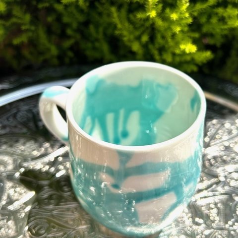 地中海陶器　洋食器　マグカップ　優しさあふれるホワイト＆アクアブルーに魅せられる　ルゼ　RZWT