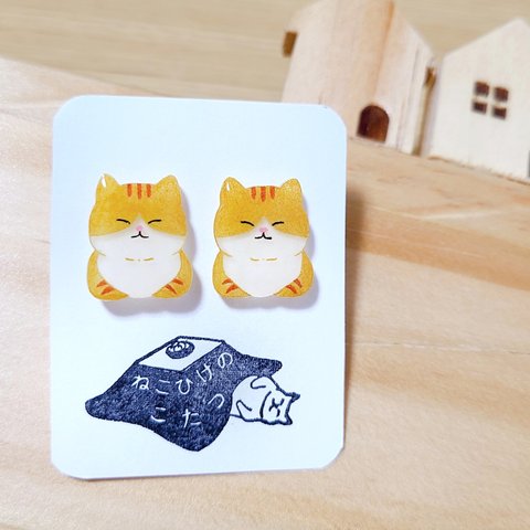 香箱座り 茶トラ 猫柄 ✱ ピアス ✱ ハンドメイド