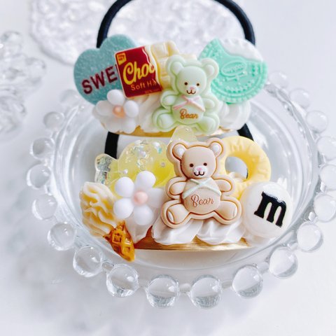 pastel bear 2点セット　lemon＆mint お菓子のヘアゴム  ゆめかわフェイクスイーツ