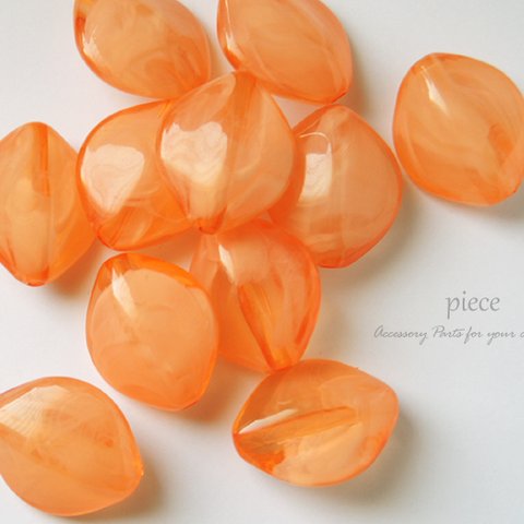 8個＊ アクリル オレンジ ミルキーマーブル ビッグナツメ ビーズ  import beads BDS-ACR-1706