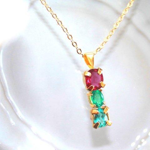 - summer beauty - k10 Ruby & Emerald & Apatite Pendant Top