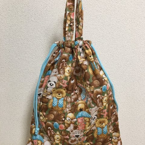 動物大集合☆持ち手つき巾着　約36×30