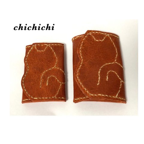 chichichi ボックスレザーコインケース　小　【キャメル】