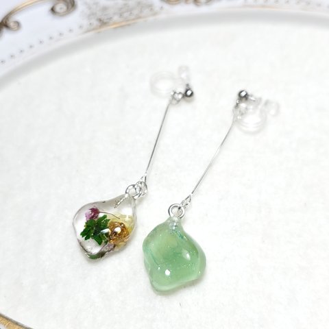 レジン レジンアクセサリー    アクセサリー    イヤリング  ハンドメイド ハンドメイドアクセサリー    レジンイヤリング  ドライフラワー