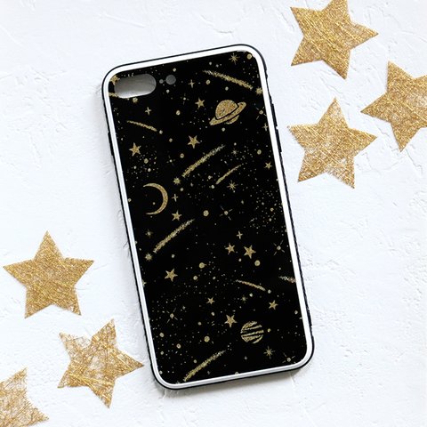  iPhone ガラス スマホケース【shooting star】