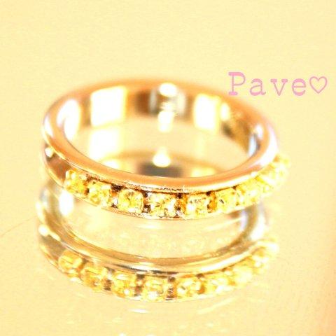 Yellow sapphire  pave ring