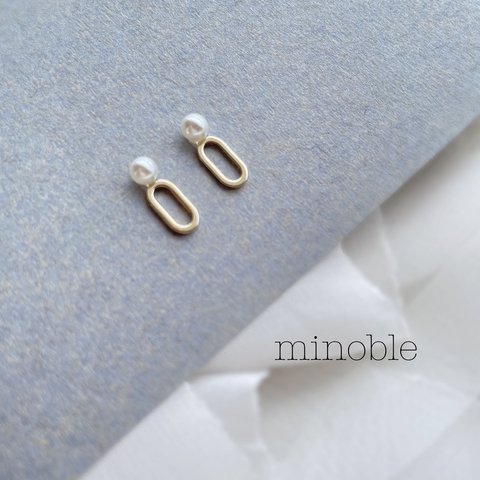 new▷mini oval pearl Ⅱピアス/ノンホールイヤリング/ノンホールピアス 受注製作＊1011