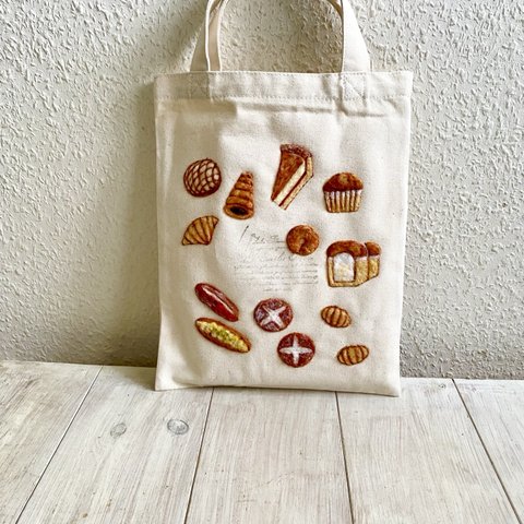 Cafe-sweets☆羊毛刺繍 キャンバストート〜☆焼き立てパン屋さん🍞🥖