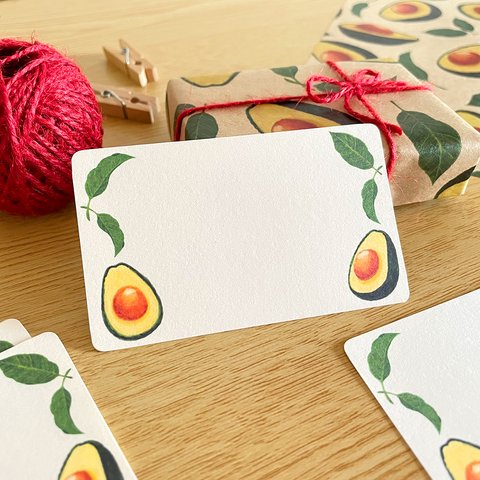 アボカドのメッセージカード 10枚入 名刺サイズ ギフト ラッピング プレゼント 野菜 グッズ おしゃれ クリスマス