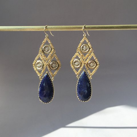 “Nouveau-romanesque” series - sapphire (サファイア) earrings