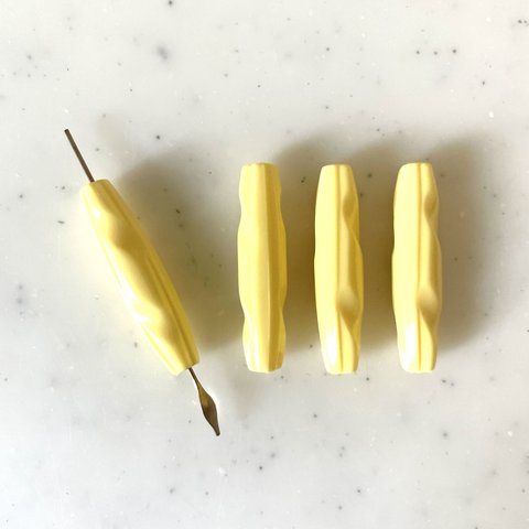 Vintage Yellow Stick Tube Beads 