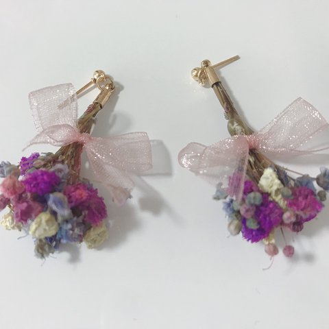 flower bouquet earrings<purple>