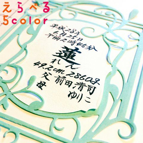 ④アルバムに♡横書き小さな命名書