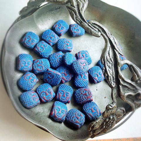 再販【4コセット】JIRI＊IVANA#czech beads#チェコビーズ仏陀Buddha14✖️12㎜  red/blue