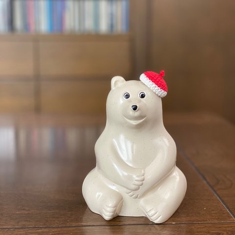 しろくま貯金箱 ベレー帽〜クリスマスver〜