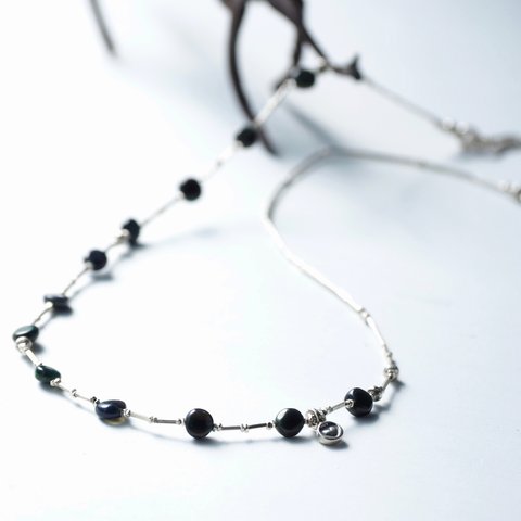 -Black opal- silver necklace