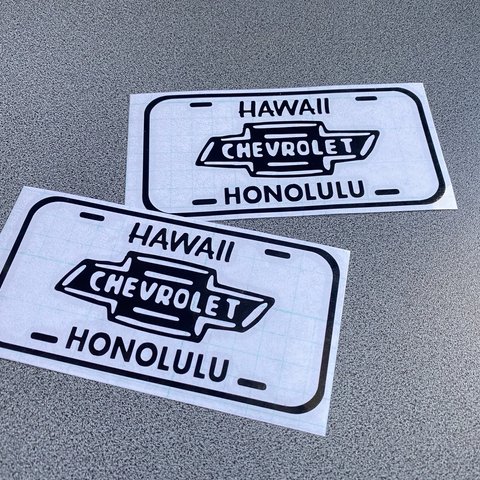 USA  USナンバー【 シボレー HONOLULU 】Hawaii sticker ステッカー お得2枚セット 【カラー選択可】 送料無料♪