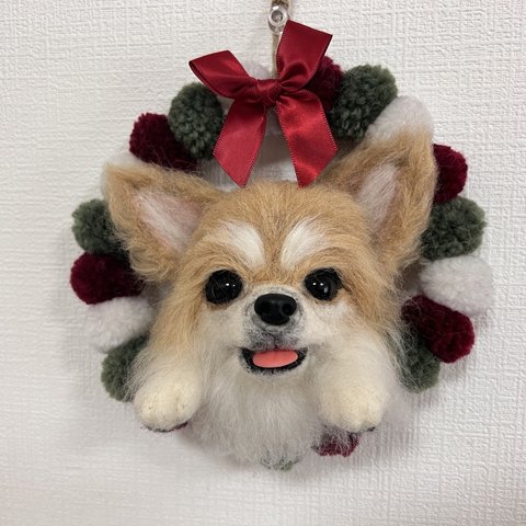 チワワちゃんのクリスマスリース🎄.*