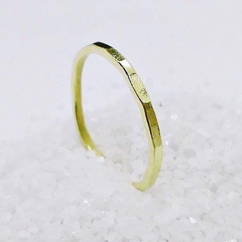 【送料無料！】Square hammered ring （真鍮）