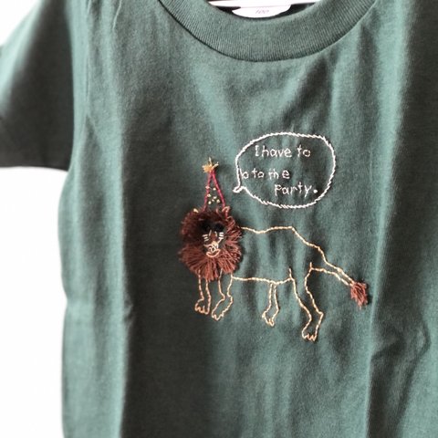 刺繍 Tシャツ kodomonoeシリーズ／ ライオン