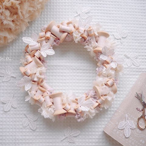 Wreath ***bobbin Angel pink beige