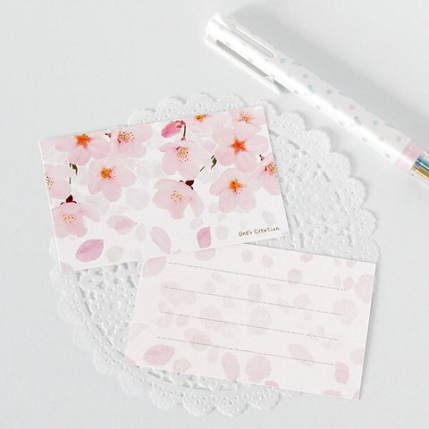 桜ふぶき　ミニ メッセージカード（10枚）