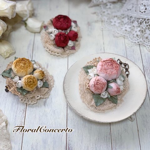 SALE★薔薇と鈴蘭の3wayバックチャーム(ピンク)