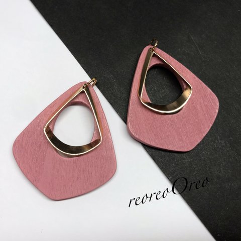 wood x metal parts 2piece pink