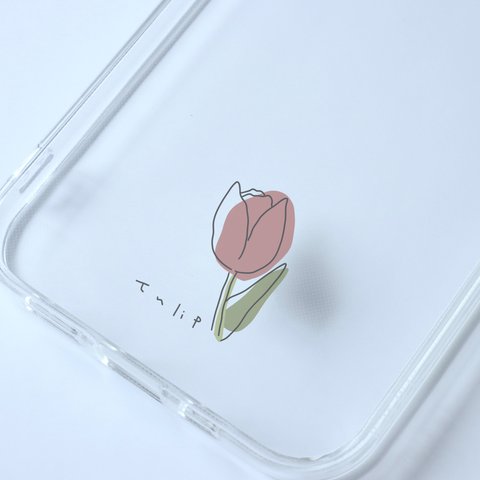 【 春のお花 】チューリップ　Tulip/mplant　スマホケース　iPhoneケース　クリアケース　ソフトケース　シンプル