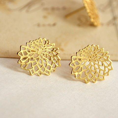 透かし模様のお花＊ピアスパーツ＊金具＊レトロ＊和風