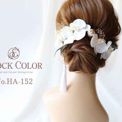 胡蝶蘭とかすみ草のヘッドドレス ヘアアクセサリー 髪飾り＊ウェディング 結婚式 白無垢 成人式 前撮り 和装