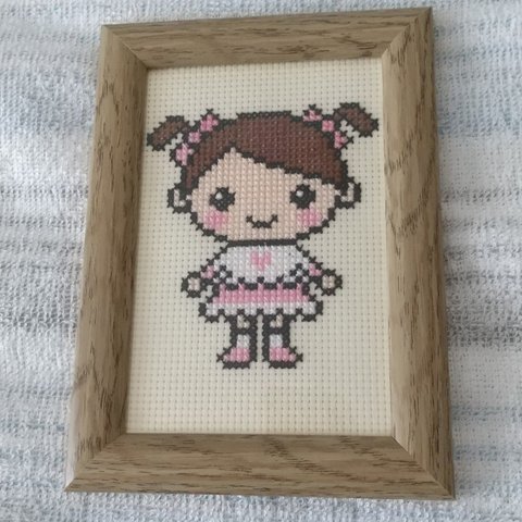 クロスステッチ刺繍ミニ額 女の子