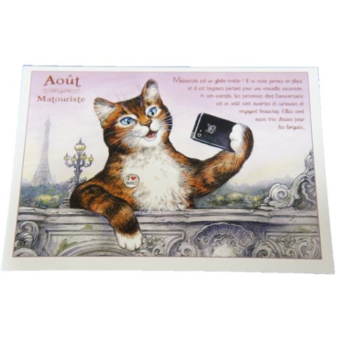 【 セブリーヌ ☆ ポストカード ２枚セット 】 Aout ８月 猫 ネコ キャット はがき Chats enchantes 94088PC