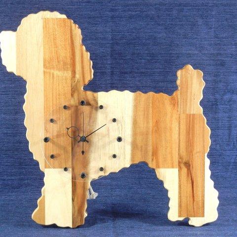 犬型時計　トイプードル No.3【木製（アカシア集成材）】（置き・掛け兼用）