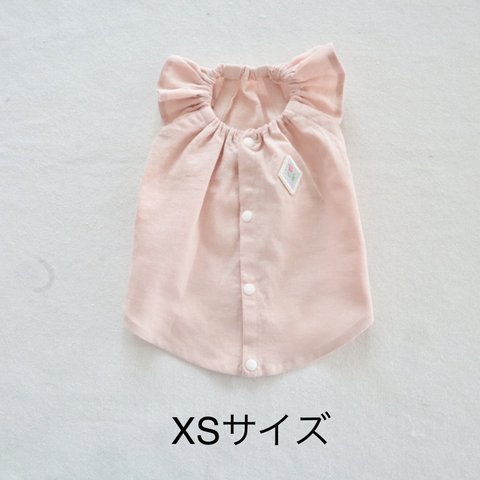 [犬服] XSサイズ 完成品 チワワ　　　　　　　　　　　ワッペン付 キャミソール ワンピース ベビーピンク 背中開き バックオープン