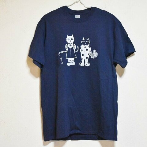 猫柄　Tシャツ【S～LL】綿100% (男女兼用)