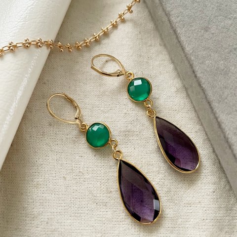 Green& Amethystピアス