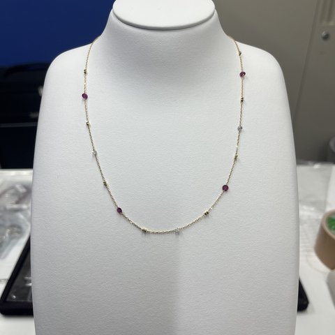 Yellow Gold Ruby Necklace 