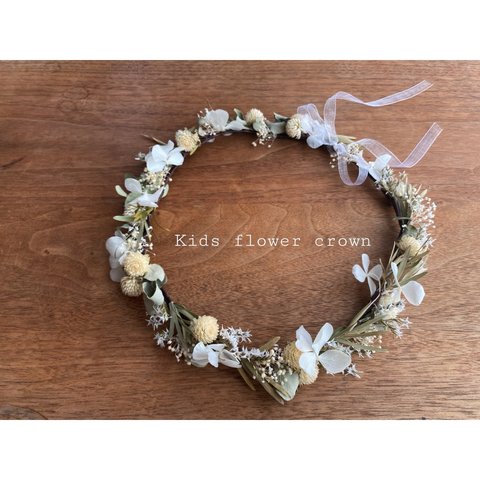 キッズ用＊ドライフラワーの花かんむり(White)