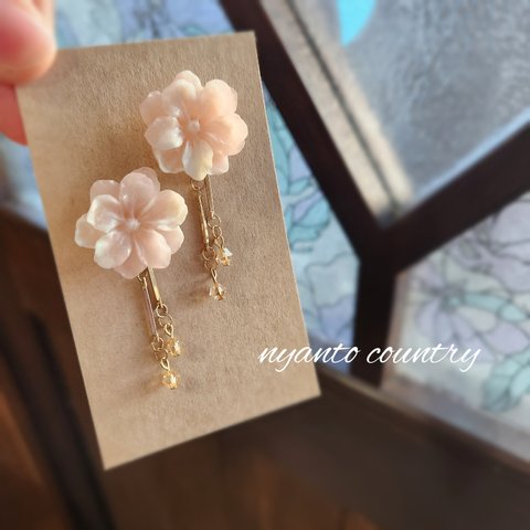 お花 ピンク ピアス