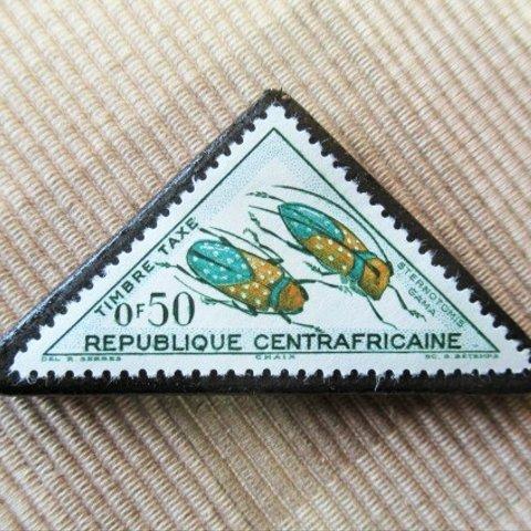 中央アフリカ共和国　昆虫切手ブローチ6288