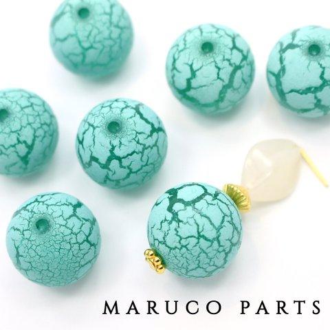 【大ぶり＊20mm＊クラック＊ひび割れ加工＊8個】【3#グリーン】両穴＊ヴィンテージ風◎beads-405-c3-m