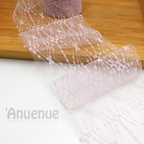 幅広レースリボン【Diamonds /Mauve Pink】100mm×1m