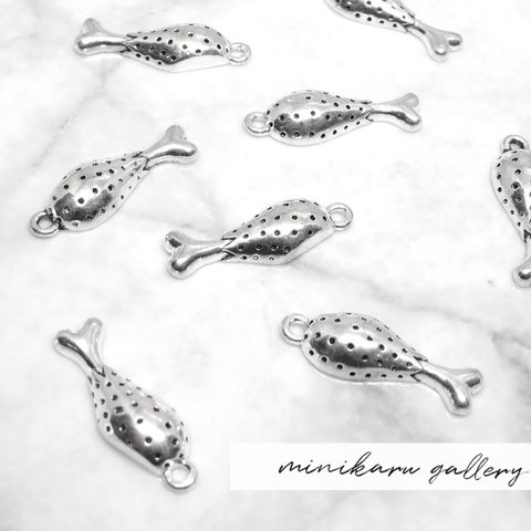 6個入)antique silver マンガ肉 charm