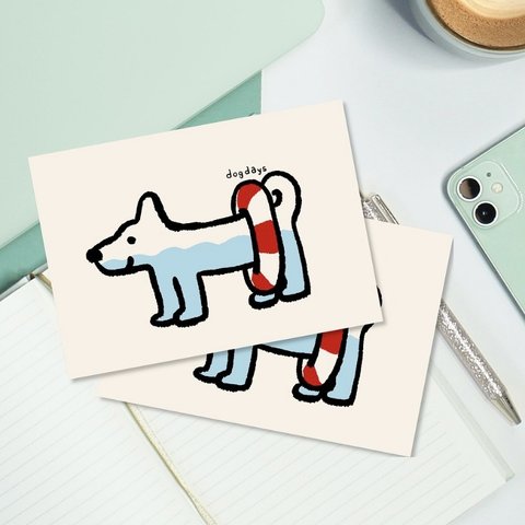 柴犬【dogdays】ポストカード2枚 暑中見舞い　秋田犬　豆柴　シベリアンハスキー
