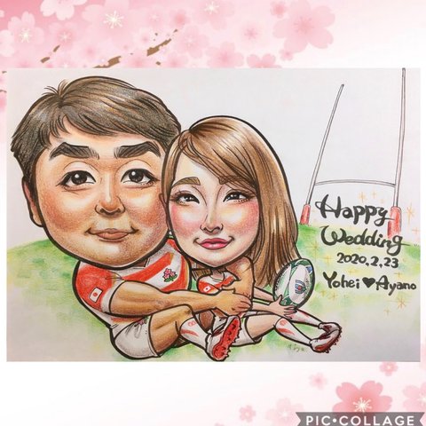 似顔絵で明るい春を♪.｡ﾟ+結婚式・記念日・お祝い・プレゼントにも♪クオリティUP ver.*