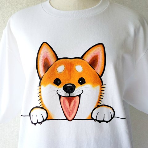 値下げ　手描き柴犬Tシャツ　