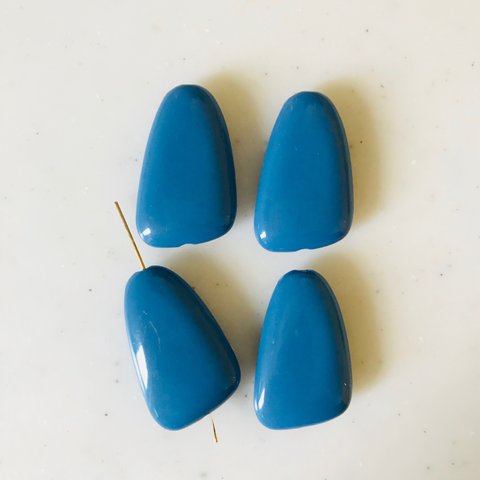 Blue Geometric Quadrangle Beads 